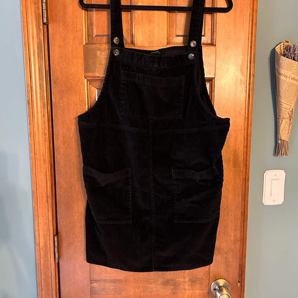 Black Corduroy Overall Dress